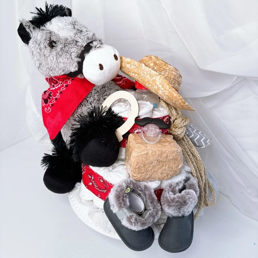 Horse Cowboy Diaper Cake, Farm Theme
